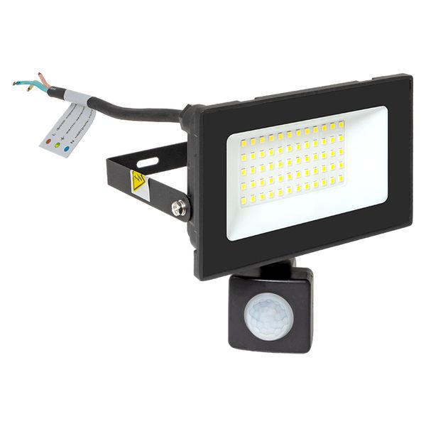 Прожектор светодиодный СДО-3004 50Вт 6500К IP54 с инфракрасным датчиком движения EKF FLL-3004-50D-65