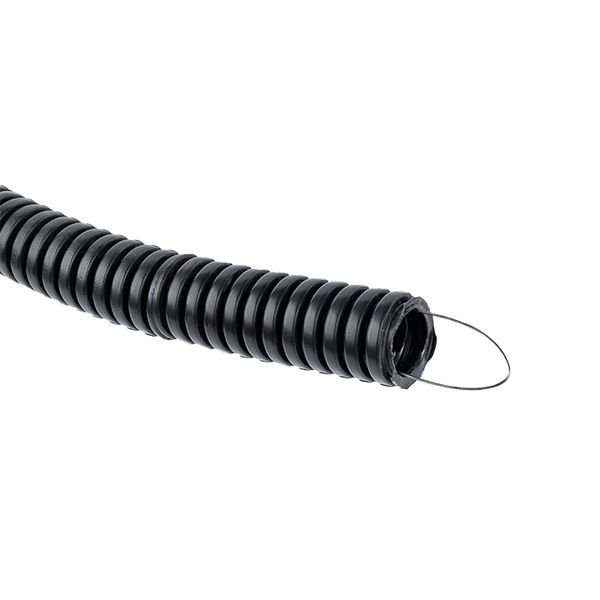 Труба гофрированная d20мм с протяжкой безгалоген. трудногорючая (FRHF) черн. (уп.100м) Plast EKF FRH