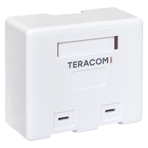 Корпус розетки настенной на 2 модуля Keystone со шторками и маркерами бел. TERACOM PRO EKF TRP-EBOX-2KSTN-WH
