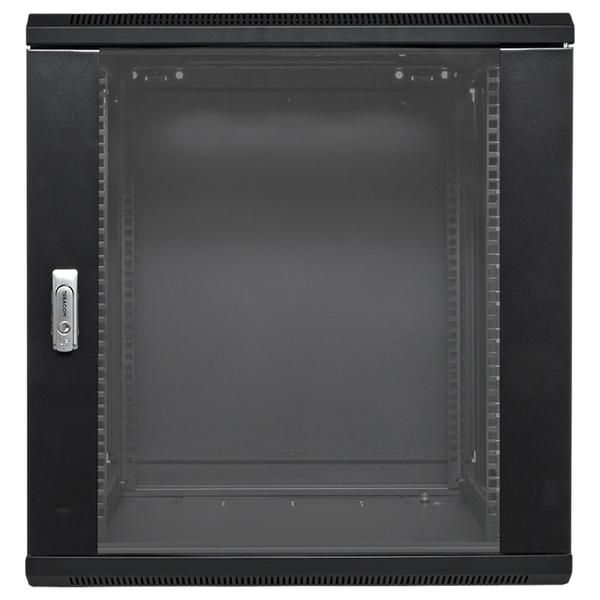 Шкаф настенный 19дюйм TERACOM PRO 12U 600х450мм дверь стеклянная с замком-ручкой черн. EKF TRP-WLL-1264-40B