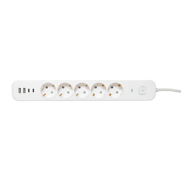 Удлинитель 5х3м IP20 2USB 2.4А+2type-C LUX 1.5кв.мм EKF UBA-LUX-503-TC