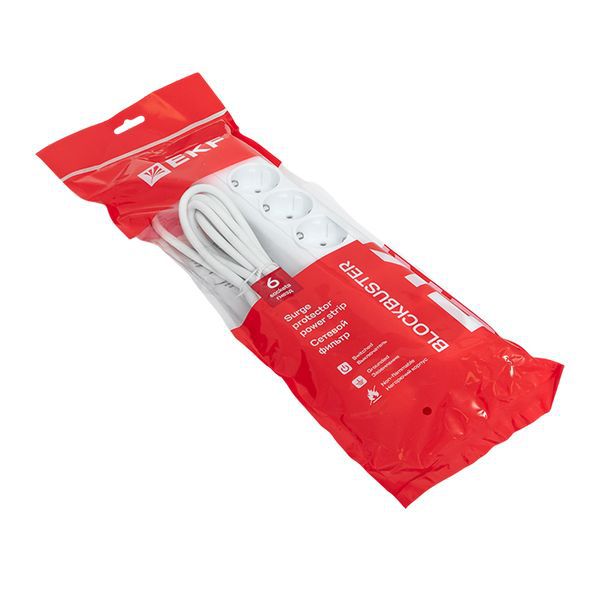 Удлинитель с сетевым фильтром 6х1.8м с заземл. 16А IP20 Блокбастер XL 3.2кВт ПВС 3х1 с выкл. PROxima