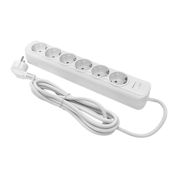 Удлинитель с сетевым фильтром 6х1.8м с заземл. 10А IP20 Блокбастер 2.2кВт ПВС 3х0.75 с выкл. PROxima