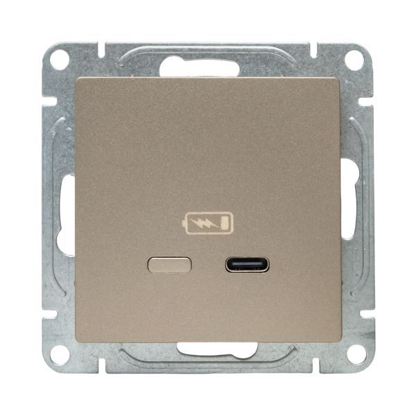 Розетка СП Эпика USB-C быстрая механизм шампань EKF UP1-SOC-USBCF