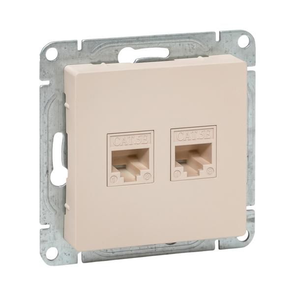 Розетка компьютерная 2-м СП Эпика RJ45 кат.5 механизм крем. EKF UP1-SOI-2RJ45-5
