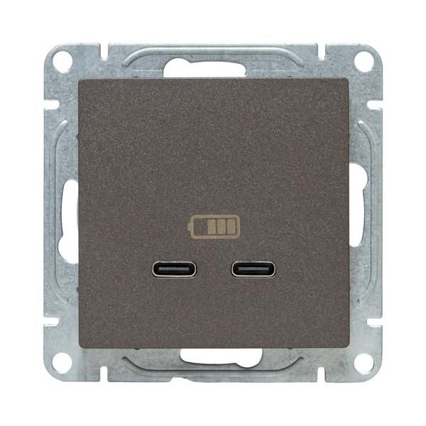 Розетка 2-м СП Эпика USB-C механизм мокко EKF UP1-SOM-2USBC