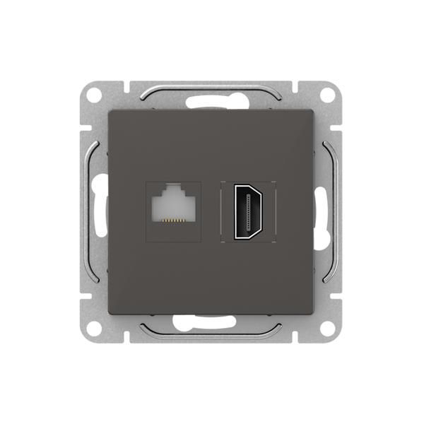 Розетка СП Эпика HDMI + RJ45 кат.5 механизм мокко EKF UP1-SOM-HDMI-RJ45