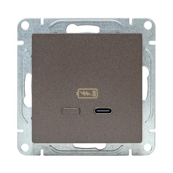 Розетка СП Эпика USB-C быстрая механизм мокко EKF UP1-SOM-USBCF