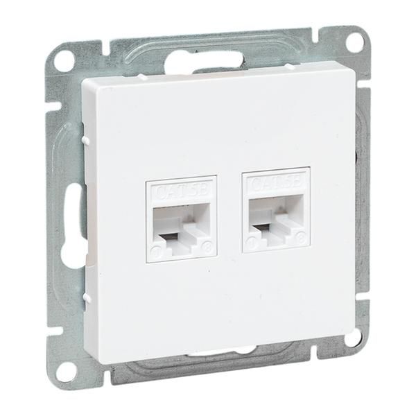 Розетка компьютерная 2-м СП Эпика RJ45 кат.5 механизм бел. EKF UP1-SOW-2RJ45-5