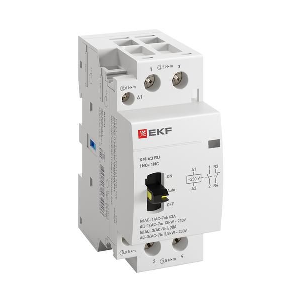 Контактор модульный КМ РУ 63А 1NO+1NC (2 мод.) PROxima EKF km-2m-63-11