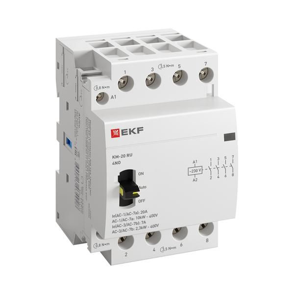 Контактор модульный КМ РУ 20А 4NO (3 мод.) PROxima EKF km-3m-20-40