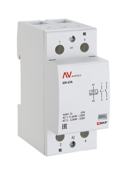 Контактор модульный КМ 63А 2NО 110В AC (2 мод.) AVERES EKF km-av-2-63-20-110V