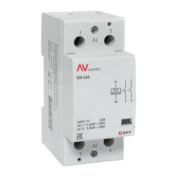 Контактор модульный КМ 63А 2NО 230В AC (2 мод.) AVERES EKF km-av-2-63-20-230V