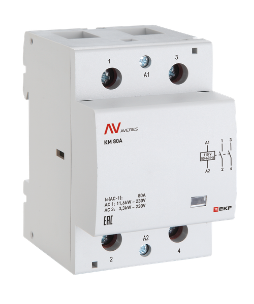 Контактор модульный КМ 63А 3NO+1NC 110В AC (3 мод.) AVERES EKF km-av-3-63-31-110V