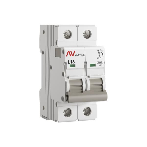 Выключатель автоматический модульный 2п L 16А 10кА AV-10 AVERES EKF mcb10-2-16L-av