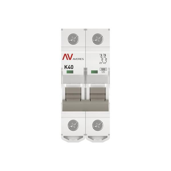 Выключатель автоматический модульный 2п K 40А 10кА AV-10 AVERES EKF mcb10-2-40K-av