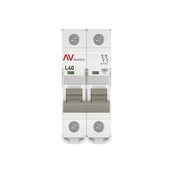 Выключатель автоматический модульный 2п L 40А 10кА AV-10 AVERES EKF mcb10-2-40L-av