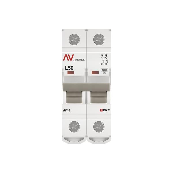 Выключатель автоматический модульный 2п L 50А 10кА AV-10 AVERES EKF mcb10-2-50L-av
