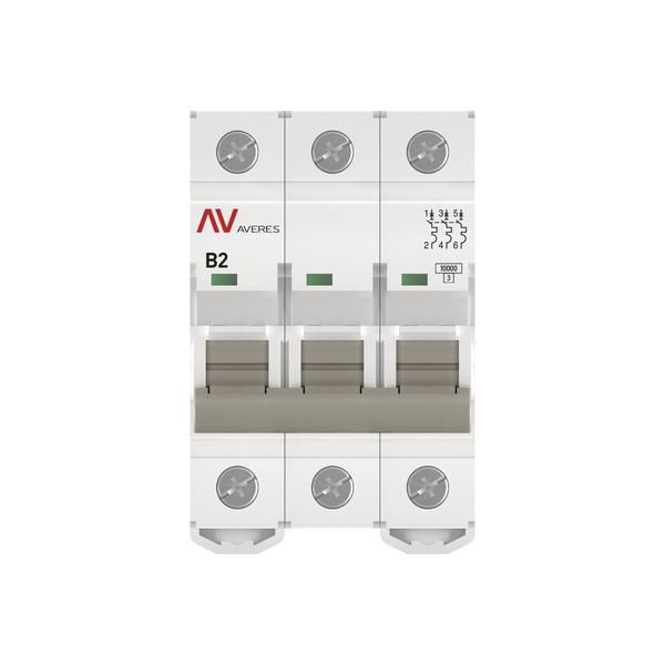 Выключатель автоматический модульный 3п B 2А 10кА AV-10 AVERES EKF mcb10-3-02B-av