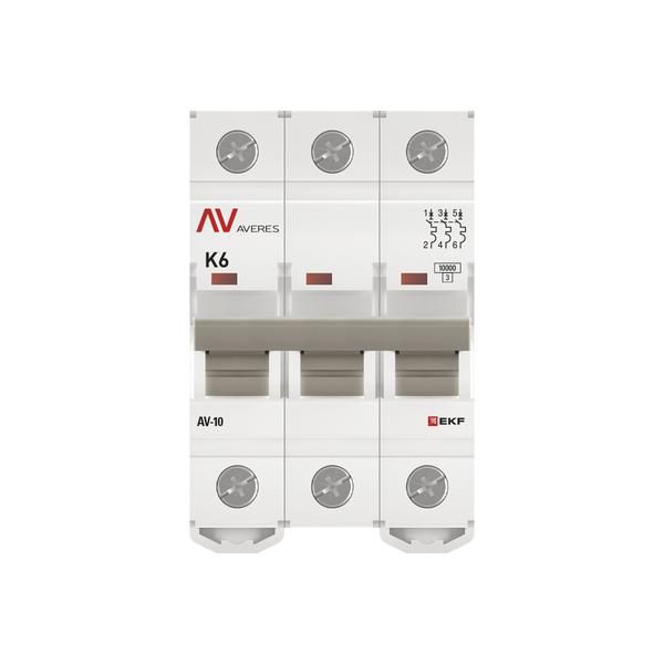 Выключатель автоматический модульный 3п K 6А 10кА AV-10 AVERES EKF mcb10-3-06K-av