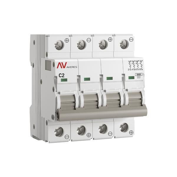 Выключатель автоматический 4п C 2А 10кА AV-10 DC AVERES EKF mcb10-DC-4-02C-av
