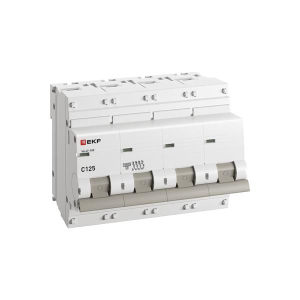 Выключатель автоматический модульный 4п C 125А 10кА ВА 47-100 PROxima EKF mcb47100-4-125C-pro