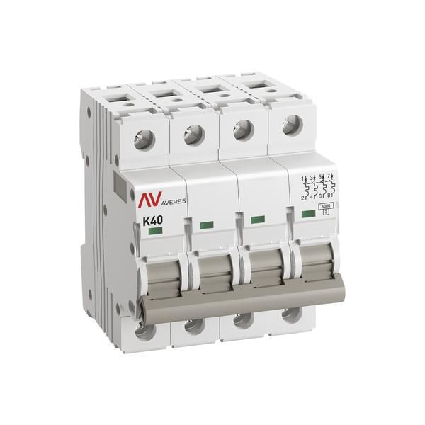 Выключатель автоматический модульный 4п K 40А 6кА AV-6 AVERES EKF mcb6-4-40K-av