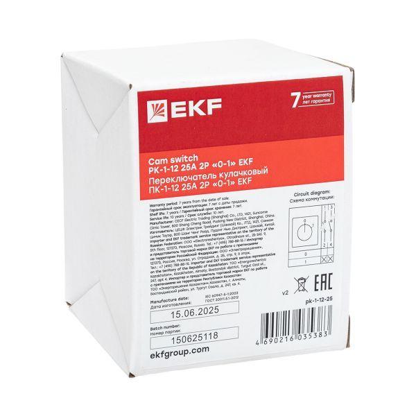 Переключатель кулачковый ПК-1-12 2П 25А "0-1" EKF pk-1-12-25