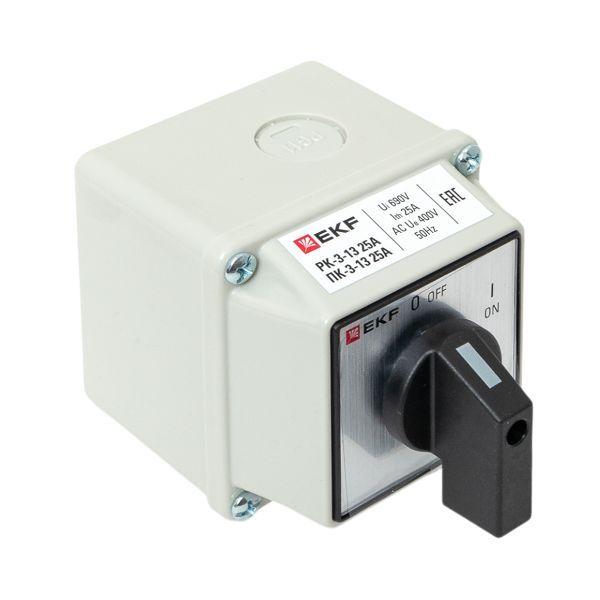 Переключатель кулачковый ПК-3-13 3П 25А "ВКЛ-ВЫКЛ" IP54 EKF pk-3-13-25