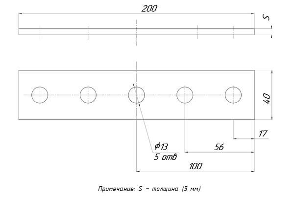 Пластина STRUT 5 отверстий HDZ EKF stp5-HDZ