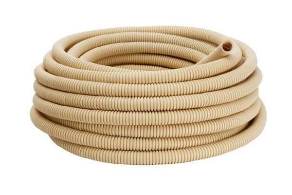 Труба гофрированная ПВХ d25мм с протяжкой свет. дерево (уп.25м) Plast PROxima EKF tg-z-25w