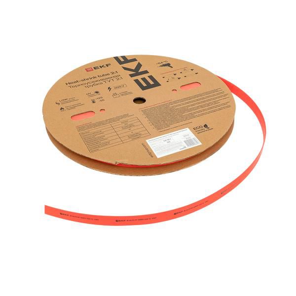 Трубка термоусадочная ТУТ нг 12/6 красн. (уп.100м) EKF tut-12-r