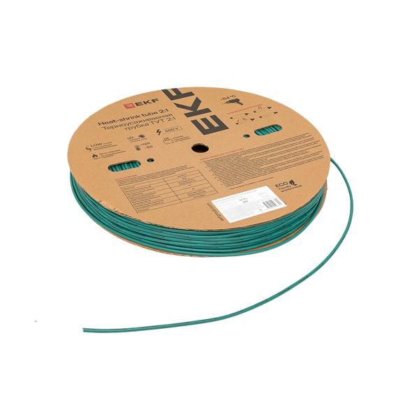 Трубка термоусадочная ТУТ нг 2/1 зел. (уп.200м) EKF tut-2-j