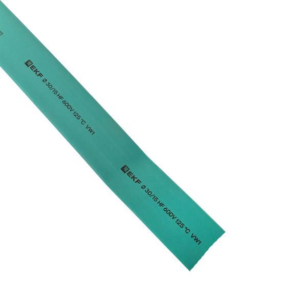 Трубка термоусадочная ТУТ нг 30/15 зел. (уп.50м) EKF tut-30-j