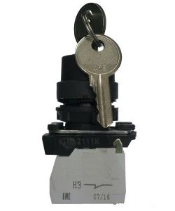 Переключатель КПЕ 1120 -К УХЛ3 черн. 2но+0нз ключ на 2 положения с фиксацией IP40 Электротехник ET012431