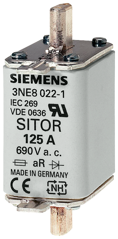 Вставка плавкая SITOR GR DIN 43620 80А AC 690В 00 Siemens 3NE10202