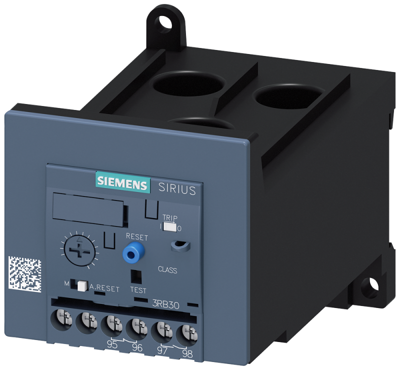 Реле перегрузки 125...50А для защиты электродвигателя типоразмер S3 класс 20E отдельная установка силовая цепь: проходные трансформаторы вспом. цепь: винтовые клеммы ручной-авто сброс Siemens 3RB30462UW1