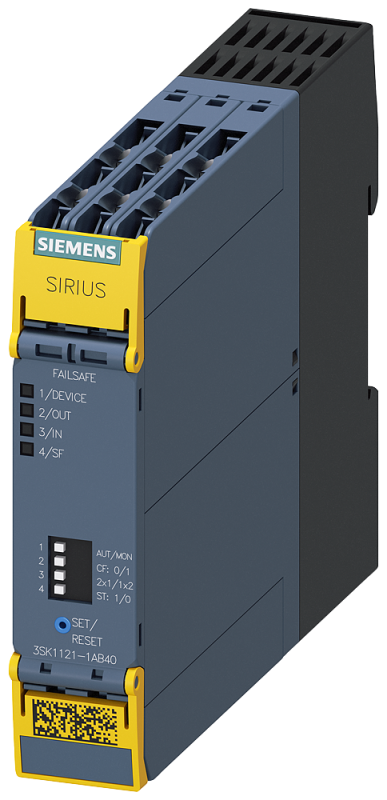 Модуль базовый SIRIUS ADVANCED реле безопасности релейн. разреш. цепи: 3НО+релейн. сигнал. сеть: 1НЗ US=24В DC винт. клеммы Siemens 3SK11211AB40