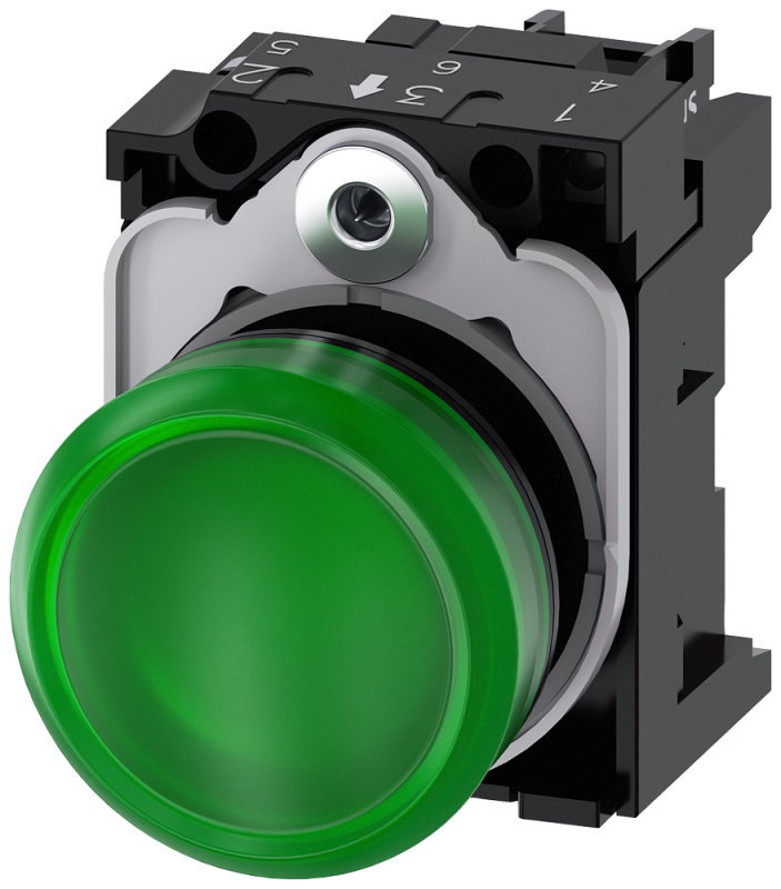 Индикатор световой 22мм круглый пластик зел. Siemens 3SU11066AA401AA0