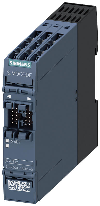 Модуль расширения многофункциональный для simocode pro s 4 входа / 2 релейных выхода DC 24В выходы - релейные моностабильные контроль замыкания на землю (требуется суммирующий трансформатор 3ul23) контроль температуры Siemens 3UF76001AB010