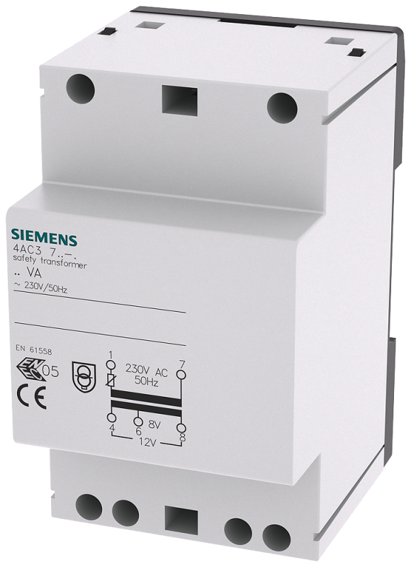 Трансформатор PRIM 24ВА 230В AC 50HZ SEK 8В 12В AC с PTC PROT 3MW Siemens 4AC37240