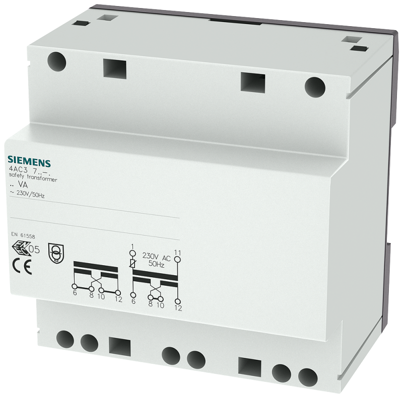 Трансформатор PRIM 63ВА 230В AC 50HZ SEK 2х12В/24В AC с PTC PROT 5MW Siemens 4AC37630