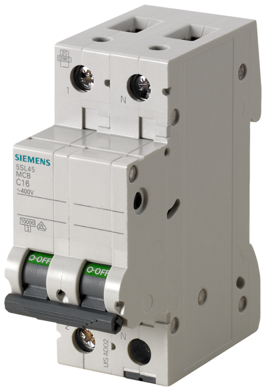 Выключатель автоматический модульный 2п (1P+N) 10кА C20 Siemens 5SL45207