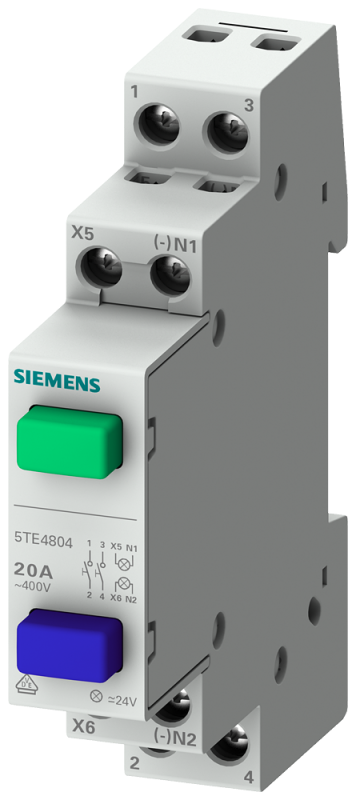 Выключатель кнопочный 20А 1NС/1NO 1 кнопка желт. без функции возврата Siemens 5TE4807