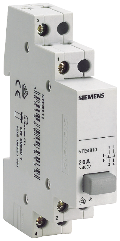 Выключатель кнопочный 20А 3NС+N d70мм 1 кнопка сер. Siemens 5TE4812
