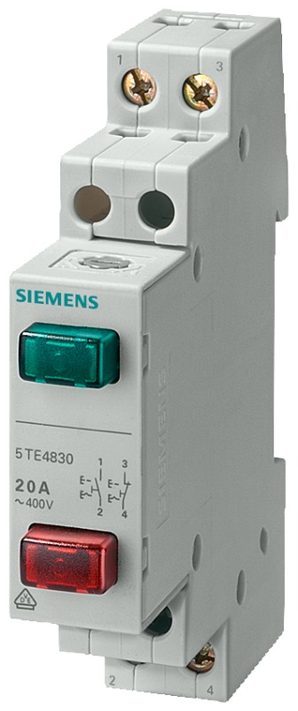 Выключатель кнопочный 20А 1NС/1NO+1NС/NO 2 кнопки красн. и зел. Siemens 5TE4831