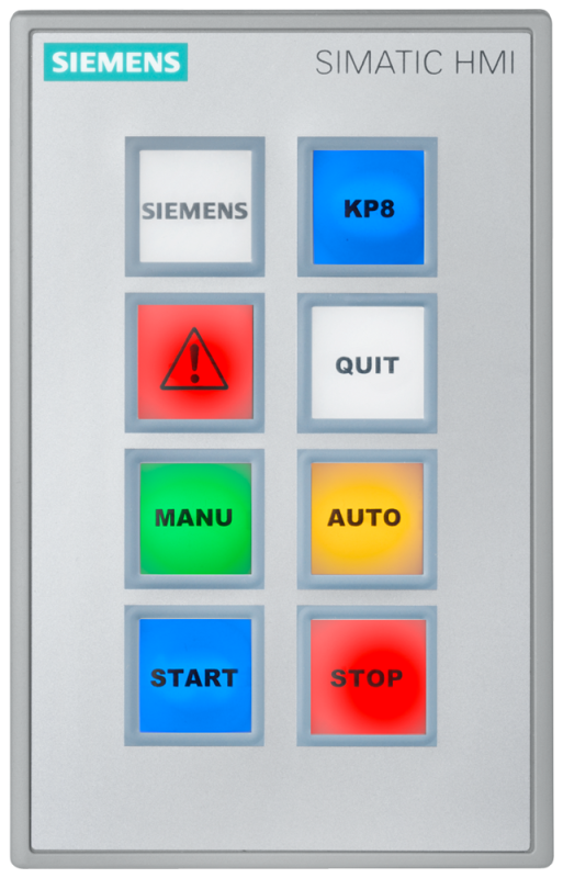 Панель кнопочная KP8 PN для Profinet 8 клавиш с коротк. ходом и многоцветн. светодиод. подсветкой 8 настраив. DI/DO 24В проходн. подкл. Siemens 6AV36883AY360AX0