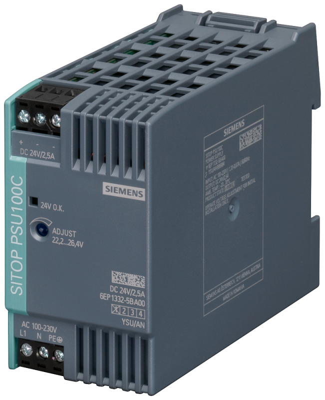 Блок питания стабилизированный SITOP PSU100C 24В/2.5А Siemens 6EP13325BA00