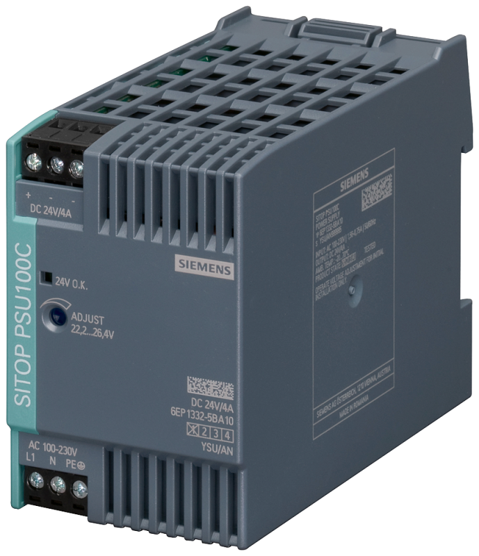 Блок питания стабилизированный SITOP PSU100C 24В/4А вход: 120-230В выход: 24В/4А Siemens 6EP13325BA10