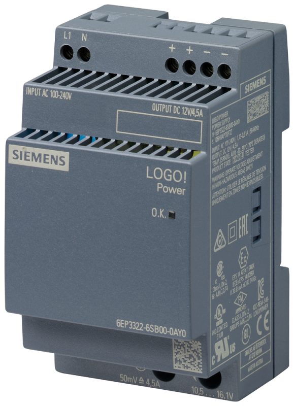 Блок питания стабилизированный вход: 100-240В выход: =12В/4.5А Siemens 6EP33226SB000AY0